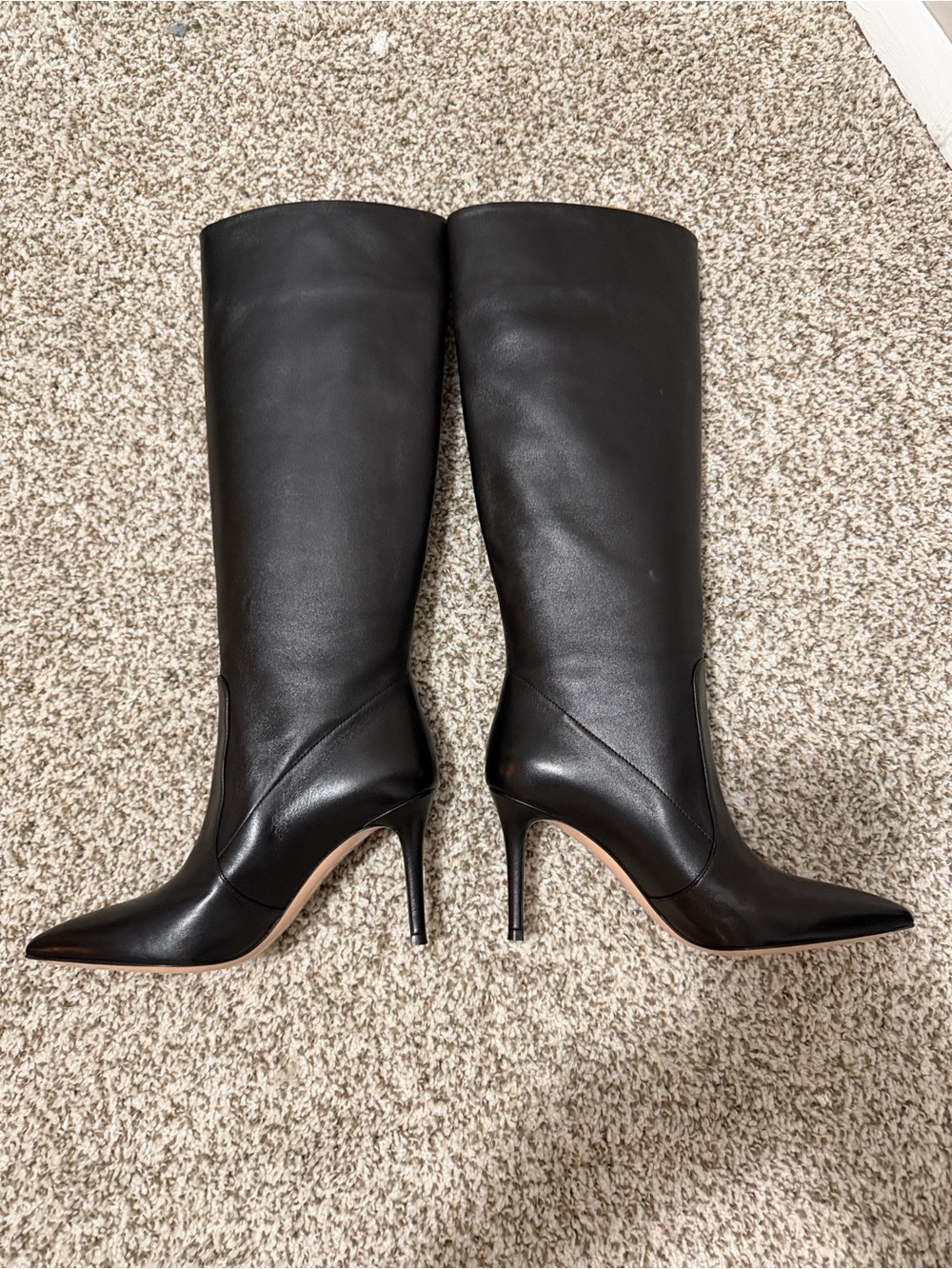 Gianvito Rossi Black Pointed-Toe Knee-High Stiletto Boots